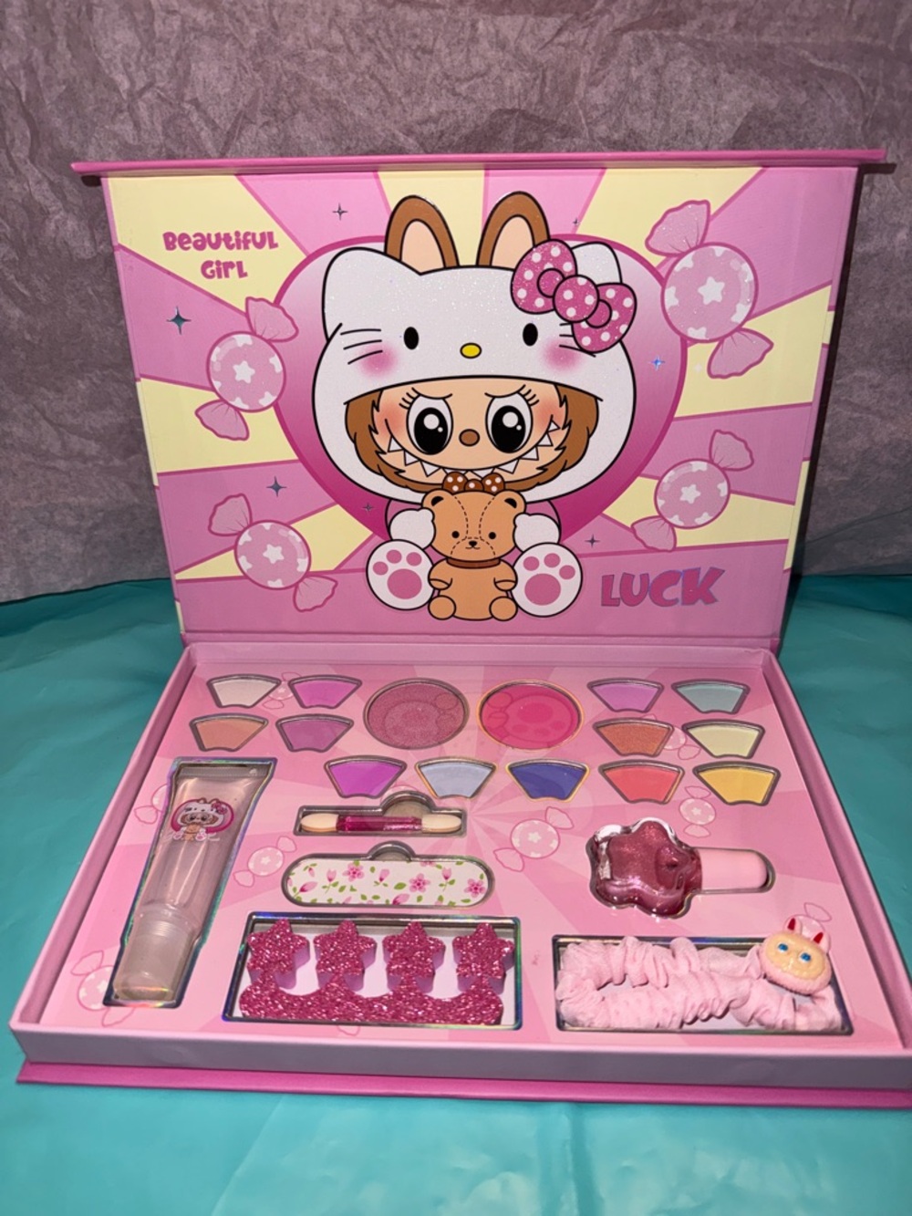 Pink Hello Kitty Labubu Style Makeup Palette